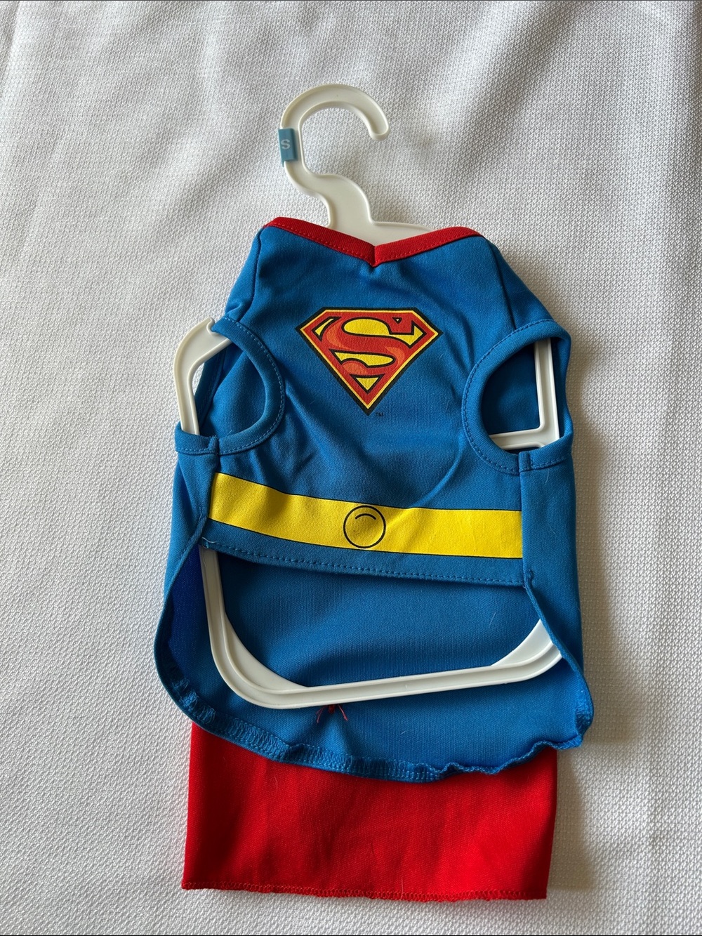 Dog Blue Superman Costume Shirt with Red Cape